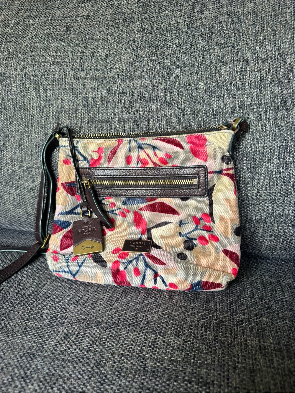 Fossil Vickery Floral Canvas Crossbody Bag With Cherry Blossom